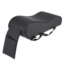 Polstret armlænshynde til bilen med ergonomisk buet støtte i memory foam, Uni Fit PU-læder, inklusive telefonlomme og justerbar rem til