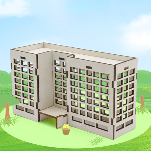 Wooden Apartment Building Assembling Model Sand Table-3 2