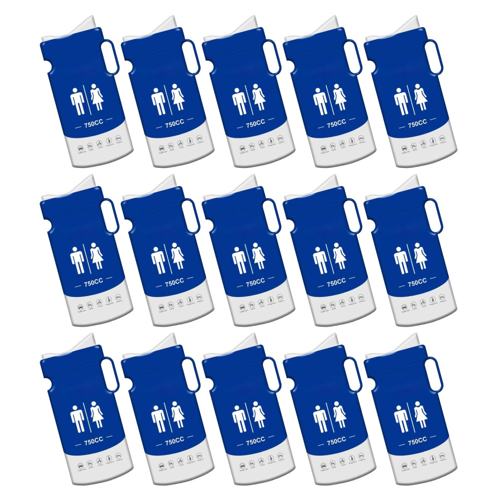 Vomit Bags 15 Pieces 750ml Capacity Adult Travel Urine Bags Portable Pee Bags For Cars Dark Blue