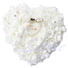 Ring Cushion for Wedding Heart Shape Rose Flowers Ring Box 16CM*17CM*7CM