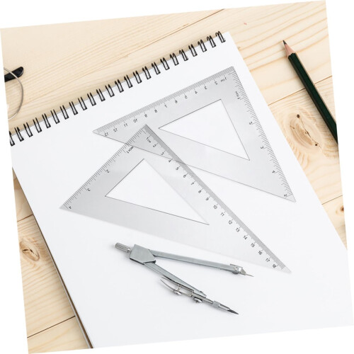 Stable triangle ruler protractor set made of plastic, 6piece math geometry set for classroom and home use. 2