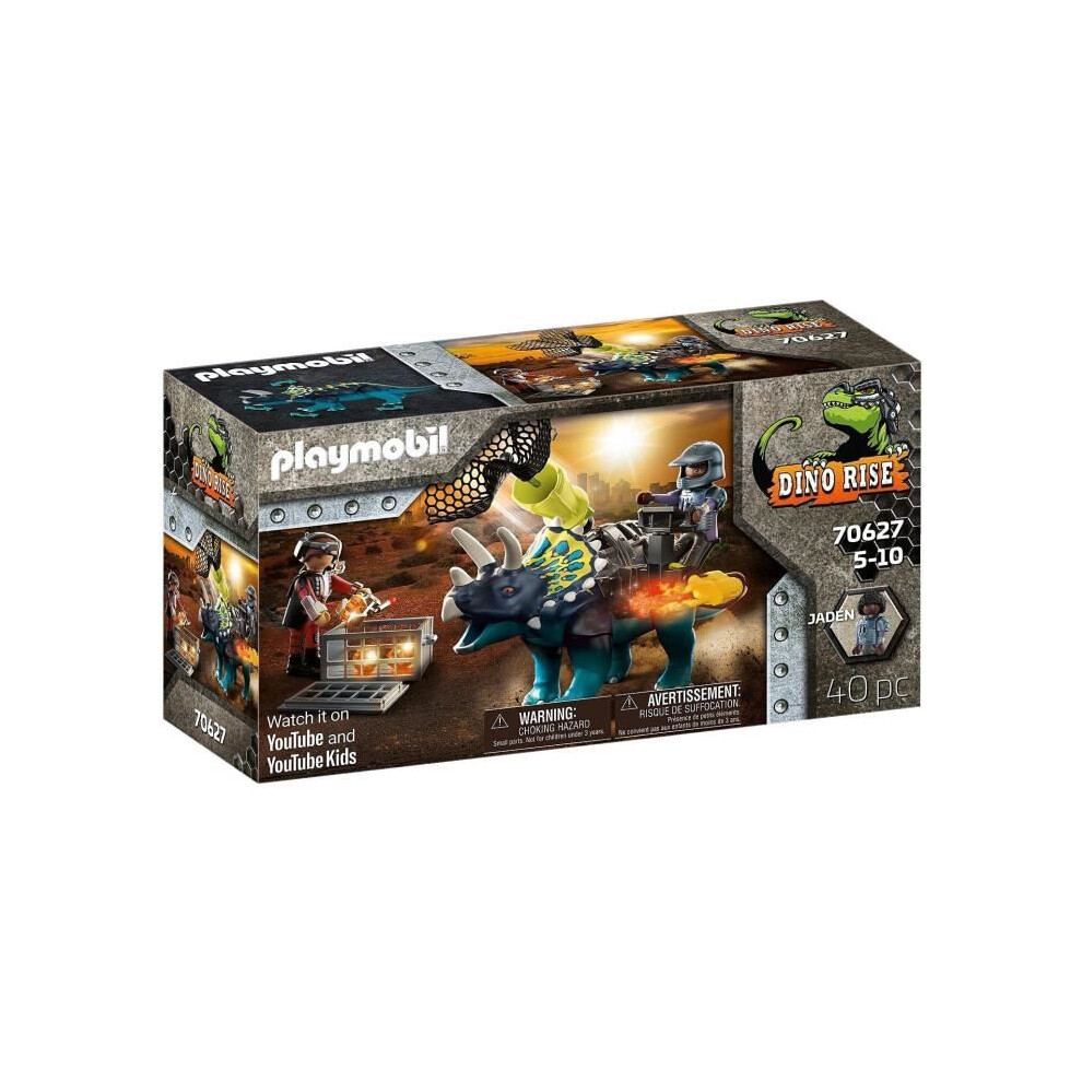 Playmobil 70627 Dinos Triceratops: Battle For The Legendary Stones Playset 40 Pcs