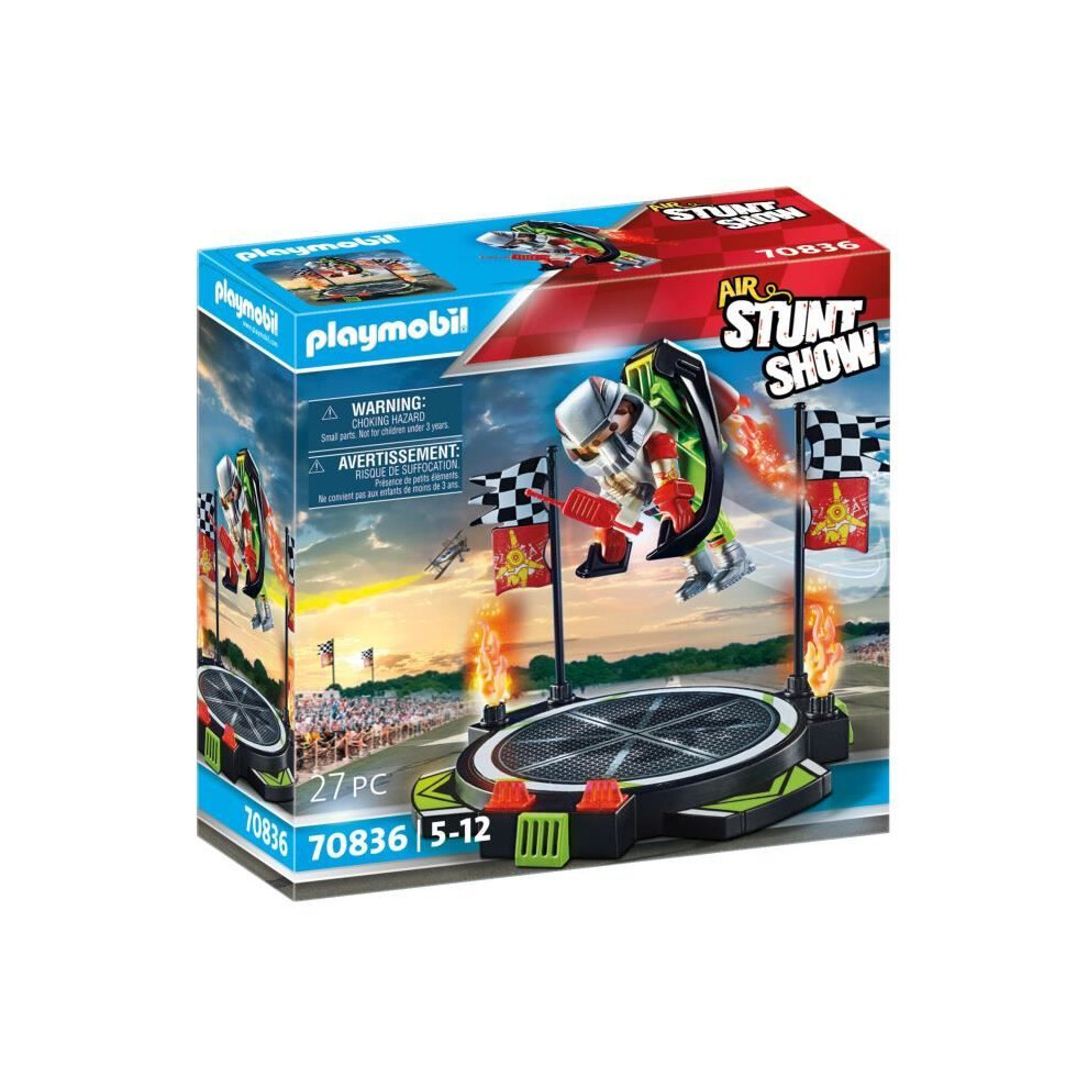 Playmobil Air Stunt Show 70836 Stuntman With Jet Pack, Includes Launch Platform, Plane Toy For 5+ Year Olds
