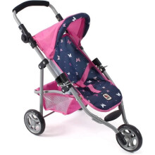 Little jogging stroller LOLA Pink and Blue Butterflies for dolls