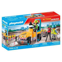 PLAYMOBIL 71751 Workers with Roller and Signage, Action Heroes, Construction, 43 pieces, Suitable from 4 years old