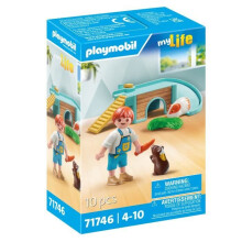 PLAYMOBIL 71746 Child with 2 guinea pigs and play area, My Life, 10 pieces, From 4 years old