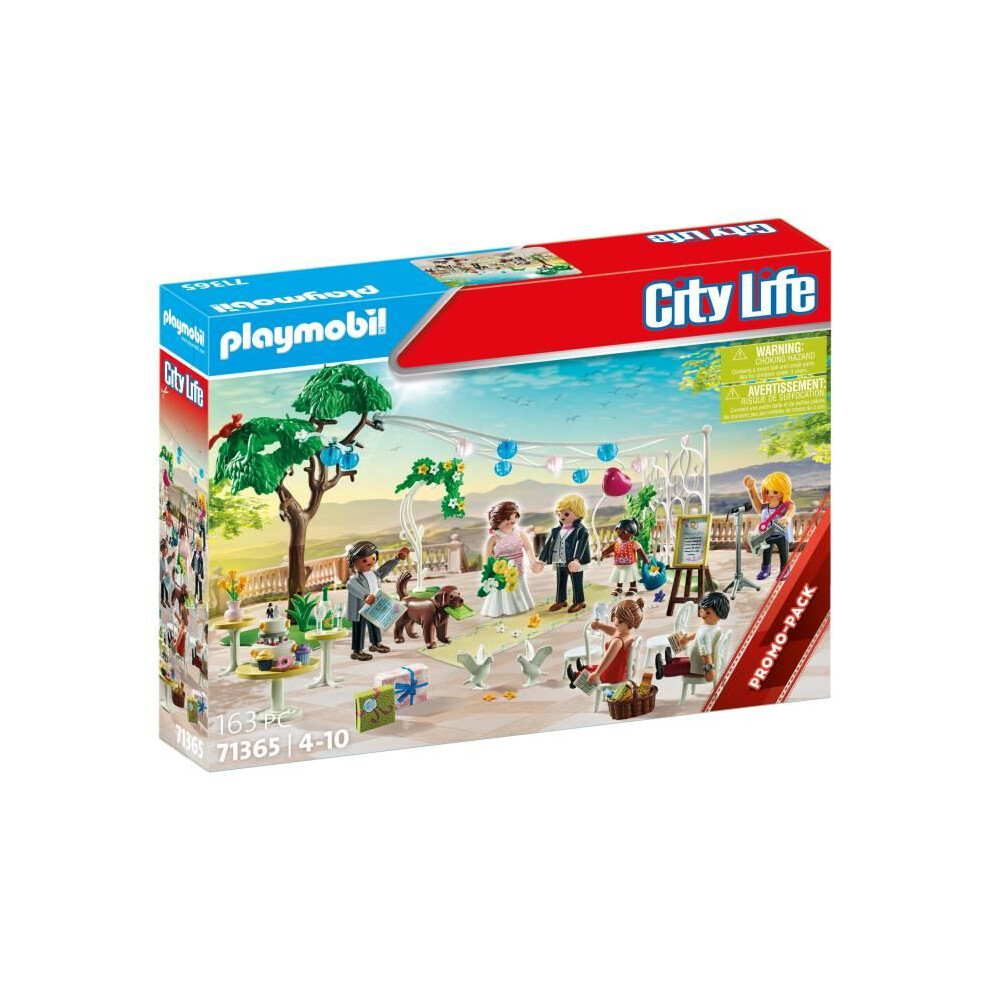 Playmobil 71365 City Life Wedding Reception Promo Pack, Romantic Wedding To Re-Enact, With Decorations And Several Guests And Animals, Ceremonial Role-Play,