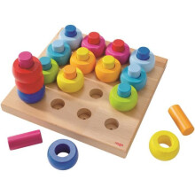 PEFC HABA wooden construction game - Multicolored plug-in rings - From 2 years