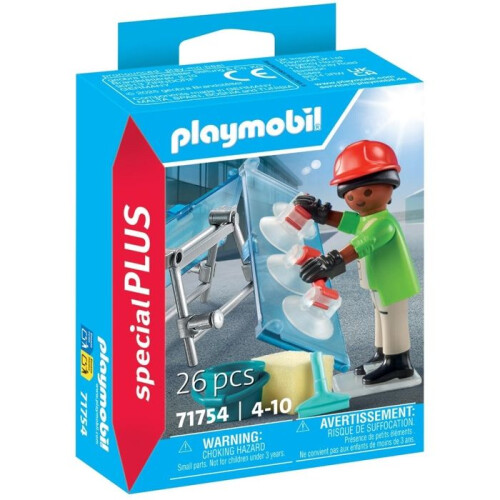 PLAYMOBIL Glazier with two panes, bucket and accessories