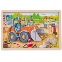 Palapeli - GOKI - 57411 - Rakennuskoneet - 24 kappaletta - Puu - 30x20 cm