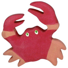 Figurinha - HOLZTIGER - 80203 - Caranguejo - Madeira pintada à mão - Dimensões 5x5x1,9 cm