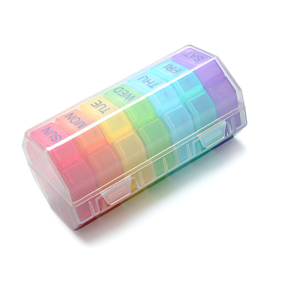 7-Day Plastic Medicine Storage Box, 28 Compartments, 160x87x80mm