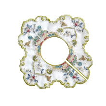 Chinese Embroidered Faux Collar with Beads and Floral Pattern Collar for Girls Chinese Antique Graduation Costume Decorative Underside