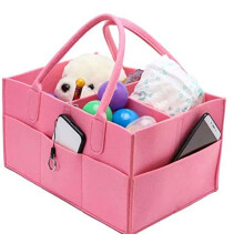Baby Diaper Caddy Portable Felt Nursery Storage Bin With Changeable Compartments Car Travel Bag Baby Wipes Bag