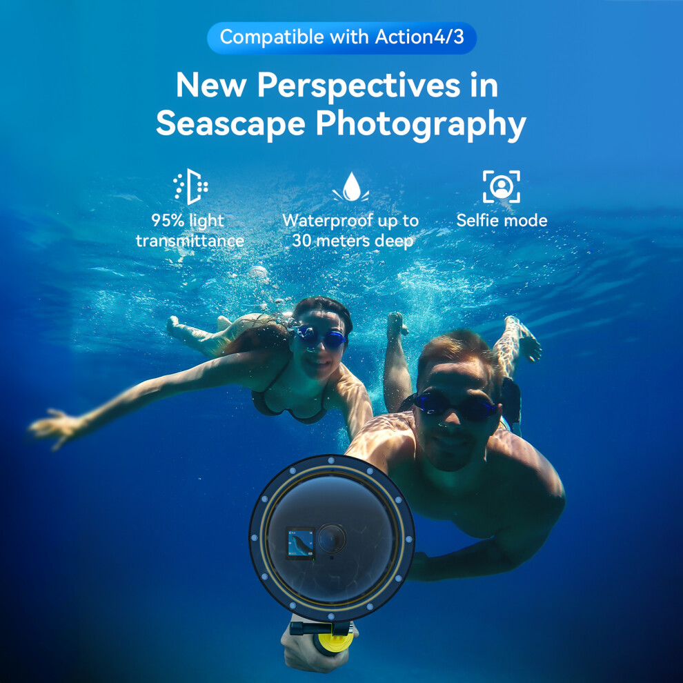 30M Waterproof Dome Port For Action Cameras, Underwater Snorkeling Housing 7611381248672