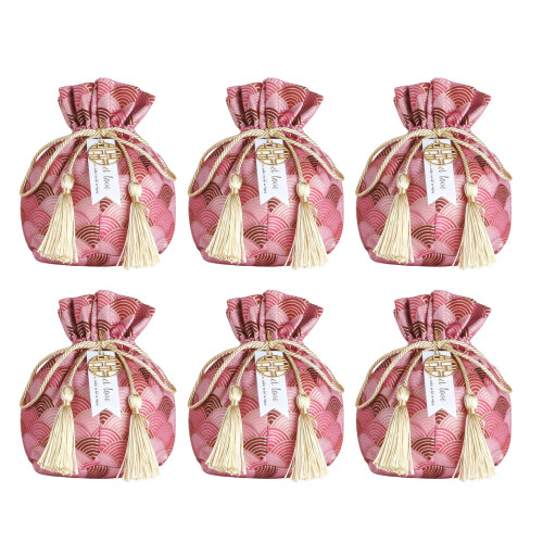 Chinese Wedding Velvety Candy Bags Elegant-Pink Cloud Pattern
