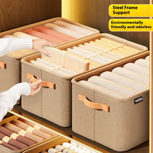 Clothing storage box, thickened fabric storage-Dark Khaki L 2