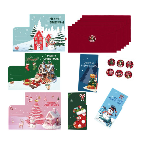 Recyclable Materials Christmas Cards with Envelope Stickers-B