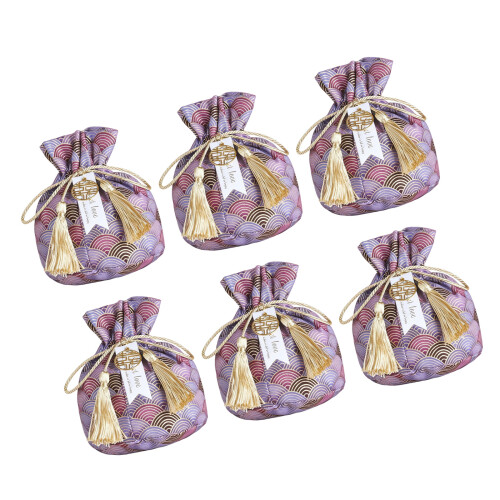 Elegant Red Velvety Candy Bags Durable-Purple Cloud Pattern