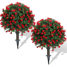 Pack of 2 Realistic Artificial Lavender Bushes Resistant-Red