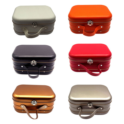 Retro Themed Lockable Metal Container With Easy Grip Handle-Red 1