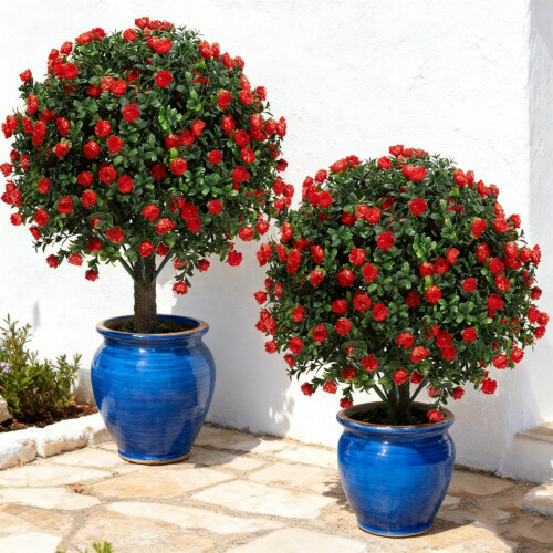 Pack of 2 Realistic Artificial Lavender Bushes Resistant-Red 1