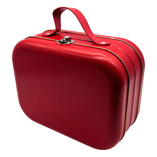 Retro Themed Lockable Metal Container With Easy Grip Handle-Red