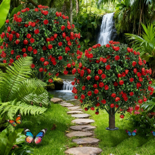 Pack of 2 Realistic Artificial Lavender Bushes Resistant-Red 2