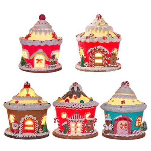 Handcrafted Ceramic Christmas Cottage Decoration With-Model E 1