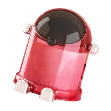 Space Efficient Office Desk Trash Container-Transparent red