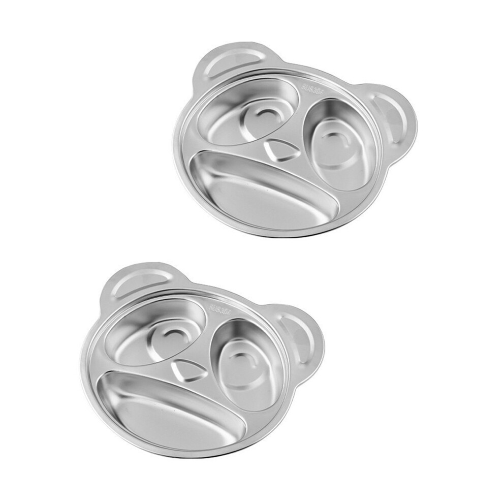 Pack of 2 User Friendly Nonrust Steel Childrens Plates-panda