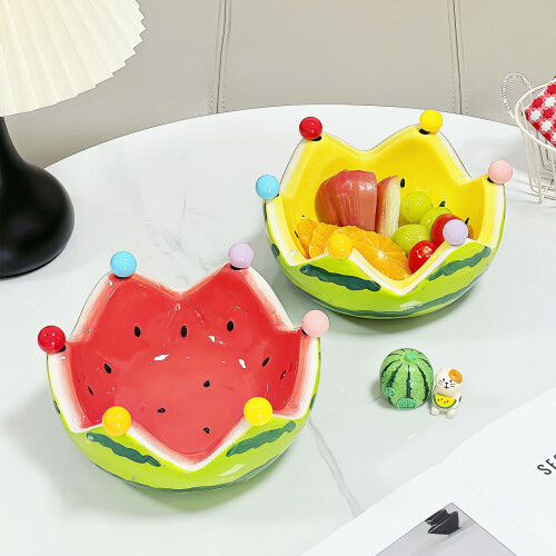 Ceramic Watermelon Serving Bowl Gift Set 6 Stainless Steel-Red 2
