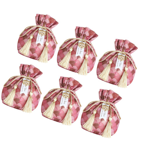 Pochettes à cordon de serrage veloutées-Motif nuage rose