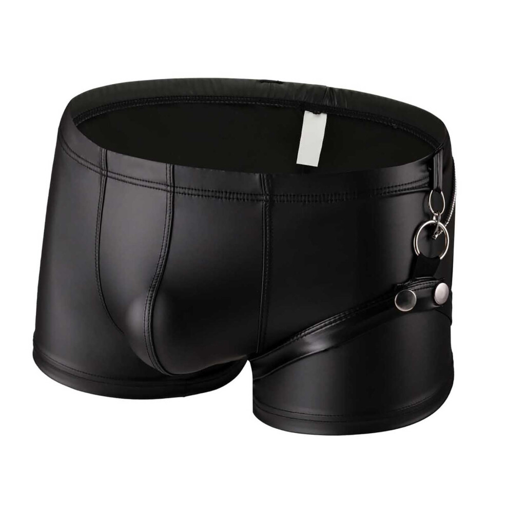 Black Men's Sexy Underwear Wetlook Latex Boxer Shorts Gay Sissy Clubwear Xxl