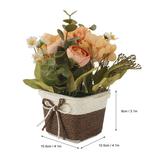 Rosa arancione artificiale in vaso 10,5  10,5  8 cm 1