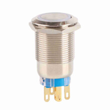 LED-Anzeige, Druckknopfschalter, rastend EIN/AUS, wasserdicht, Metall, Momenttaster, hoher Druckkopf, korrosionsbeständiger Edelstahl, 16-mm-Montage