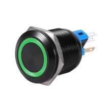 LED-Ring-Drucktaster, 22 mm, hochwertiges Design, wasserdicht und staubdicht (Schutzart IP67), rastender Drucktaster, selbstrückstellender