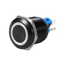 LED krúžkový tlačidlový spínač 22 mm, vysoko kvalitný vzhľad, vodotesný, prachotesný, krytie IP67, západkové tlačidlo, samoresetovacie