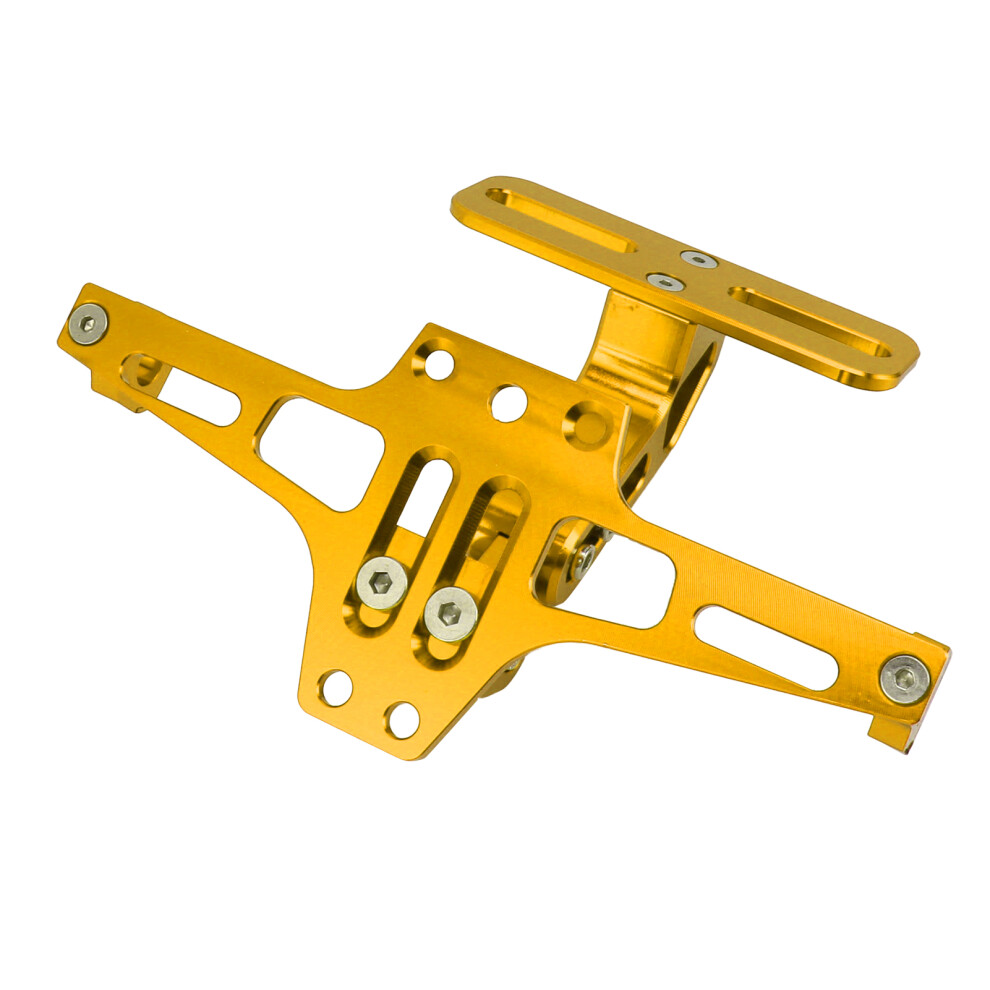 Universal Cnc Aluminum Alloy Motorcycle License Plate Bracket Adjustable Gold 8401369037591