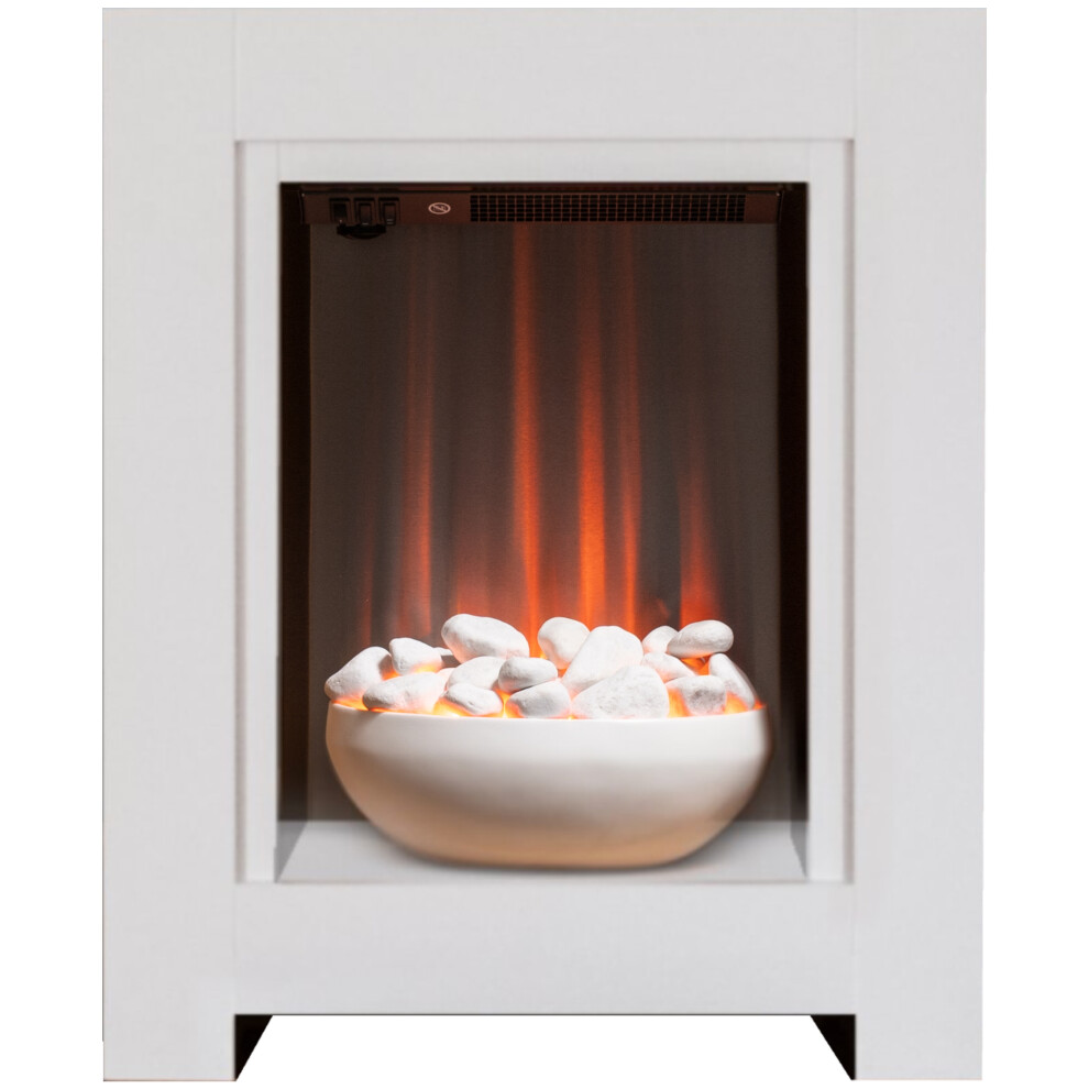 Adam Monet Fireplace Suite In Pure White With Electric Fire, 23 Inch