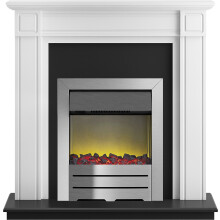Adam Georgian Fireplace Suite in Pure White with Colorado Electric Fire in Brushed Steel, 39 Inch