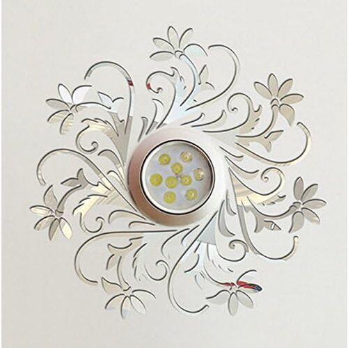 Ceiling Mirror Wall Sticker, Chandelier Around Mirror Frame (Silver) 2