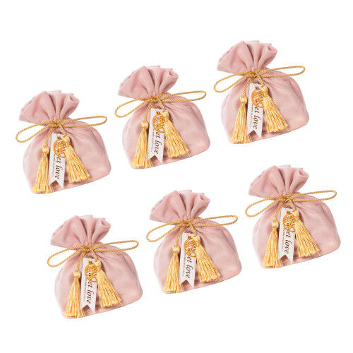 Handcrafted Velvety Gift Pouches Efficient For Wedding-Pink