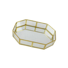Elegant Gold Jewelry Tray With Clear Glass Surfaces-20 14 4.5