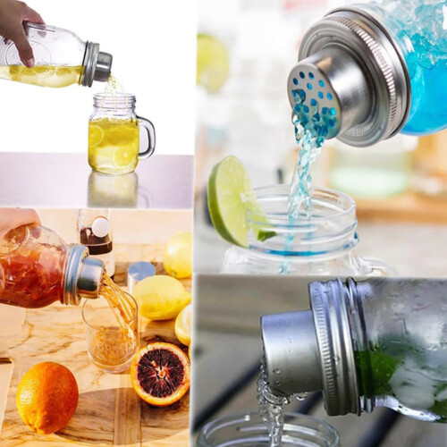 3 Stück Einmachglas-Cocktail-Shaker mit Deckel aus 2