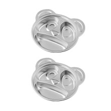 Paquet de 2 assiettes en acier antirouille pour enfants,-panda
