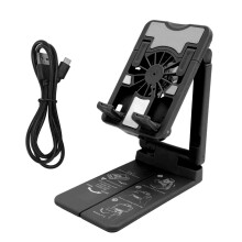 Tabletkoeler met stille werking, telefoonkoelerhouder met 5-laags koelsysteem, draagbaar ontwerp met dubbele microkanalen en frequentieregeling.