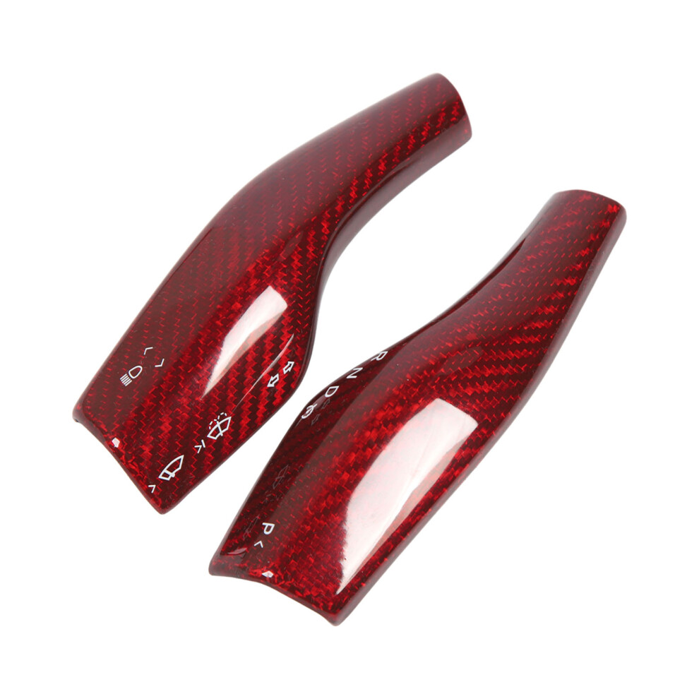 2Pcs Carbon Fiber Steering Wheel Gear Shift Cover For Tesla Model 3 Y 2017-2023 Red 5091368923822