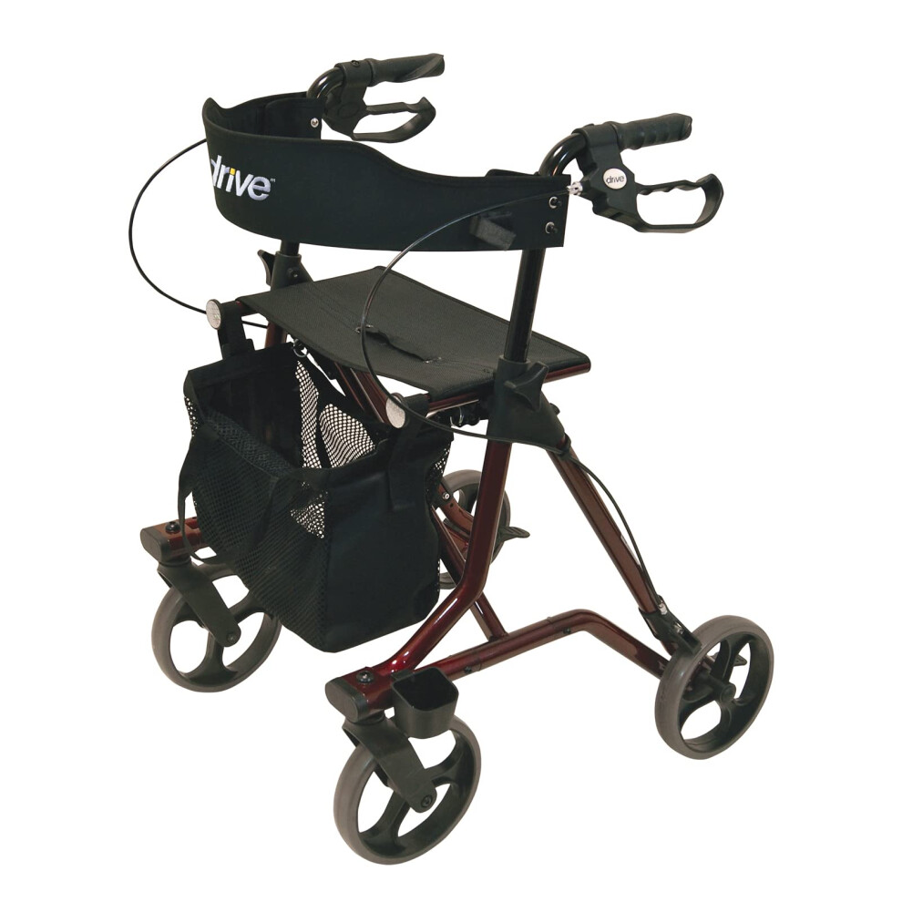 Red Torro Rollator In Sturdy Walking Aid With Seat, Storage Basket, 150 Kg Load