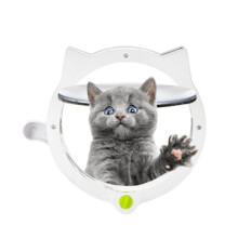 Dog Door, Cat Flap Round Transparent Folding Door for Pet Cats and Small Dogs, Easy Installation (Color: White, Size: 30x28x9cm) White 30x28x9CM